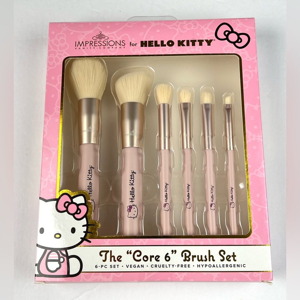 Hello kitty Impressions makeup brushes 6 Pc Set THE CORE 6 BRUSH SET